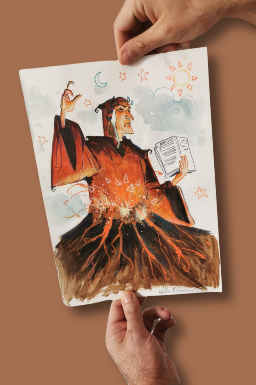 "Dante sull'Etna" - Disegno originale A4