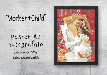 "Mother & Child" (After Klimt) - Poster autografato A3