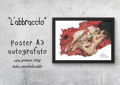 "L'abbraccio" (After Schiele) - Poster autografato A3