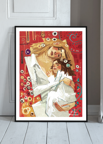 "Mother & Child" (After Klimt) - Poster autografato A3