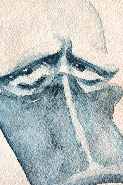 "Paperugo in blu" Dipinto originale su carta 26x36cm