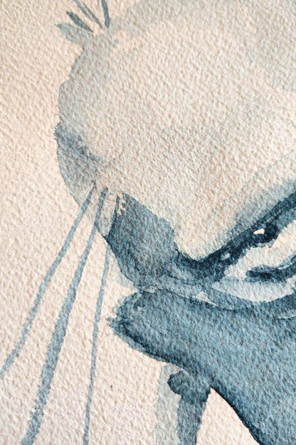 "Paperugo in blu" Dipinto originale su carta 26x36cm