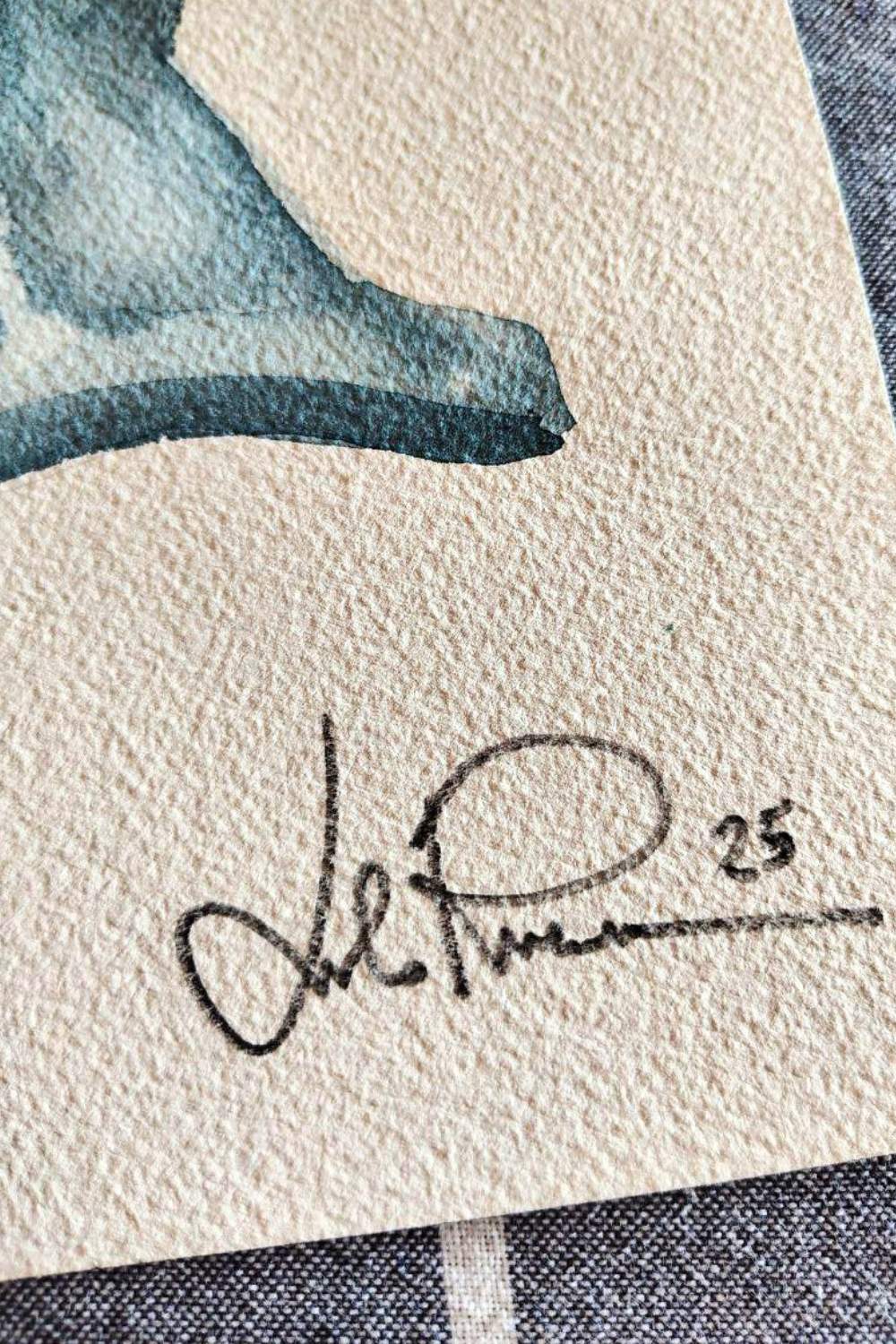 "Paperugo in blu" Dipinto originale su carta 26x36cm