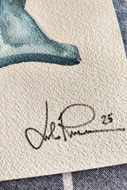 "Paperugo in blu" Dipinto originale su carta 26x36cm