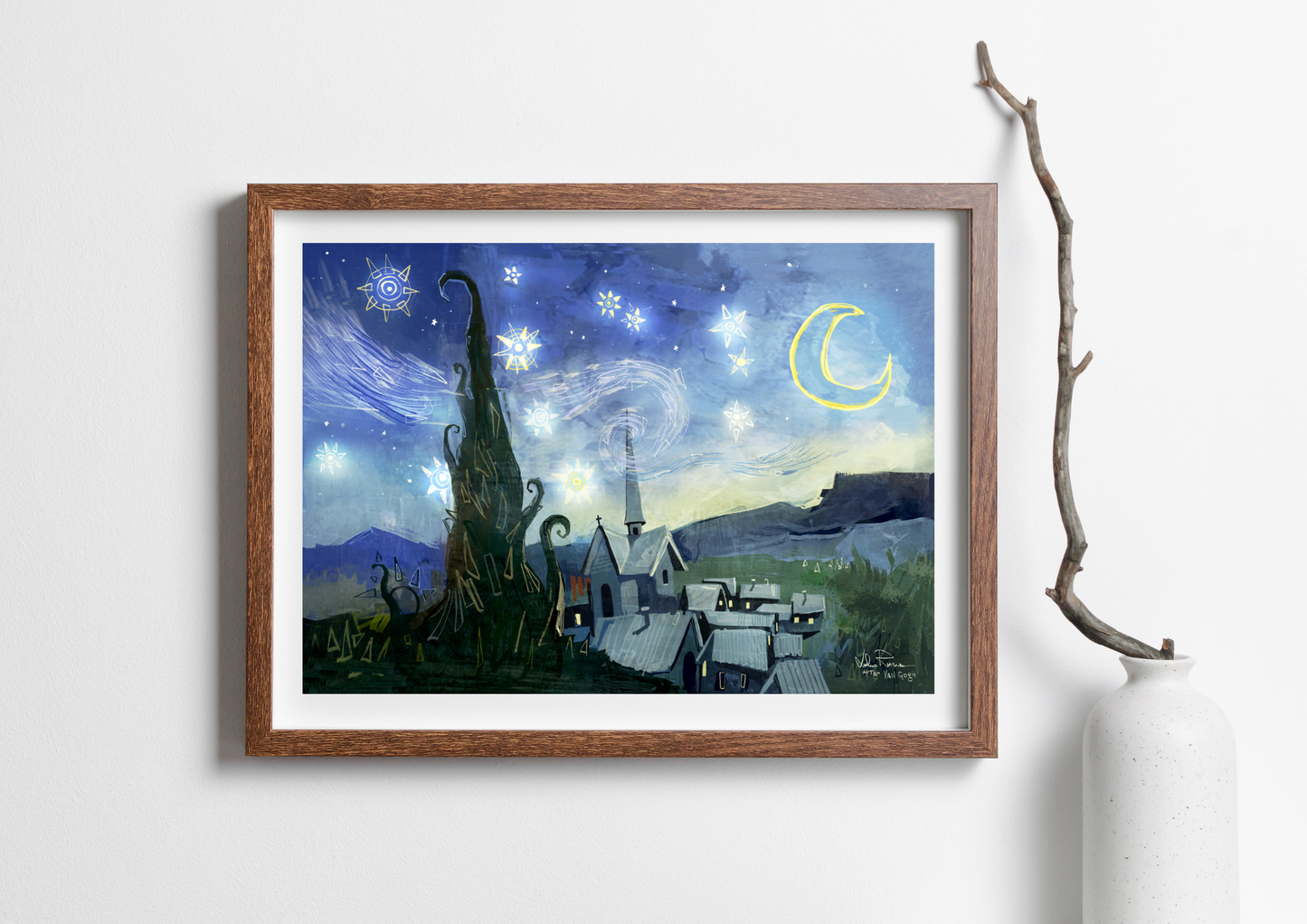 "Starry Night" (After Van Gogh) - Poster autografato A3