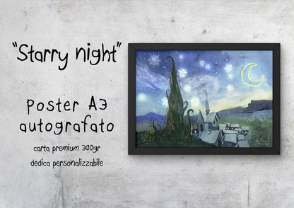 "Starry Night" (After Van Gogh) - Poster autografato A3