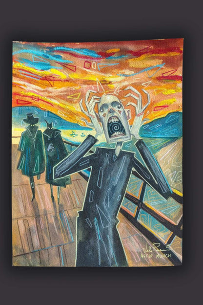 "L'urlo - After Munch" Dipinto originale su carta 31x41cm