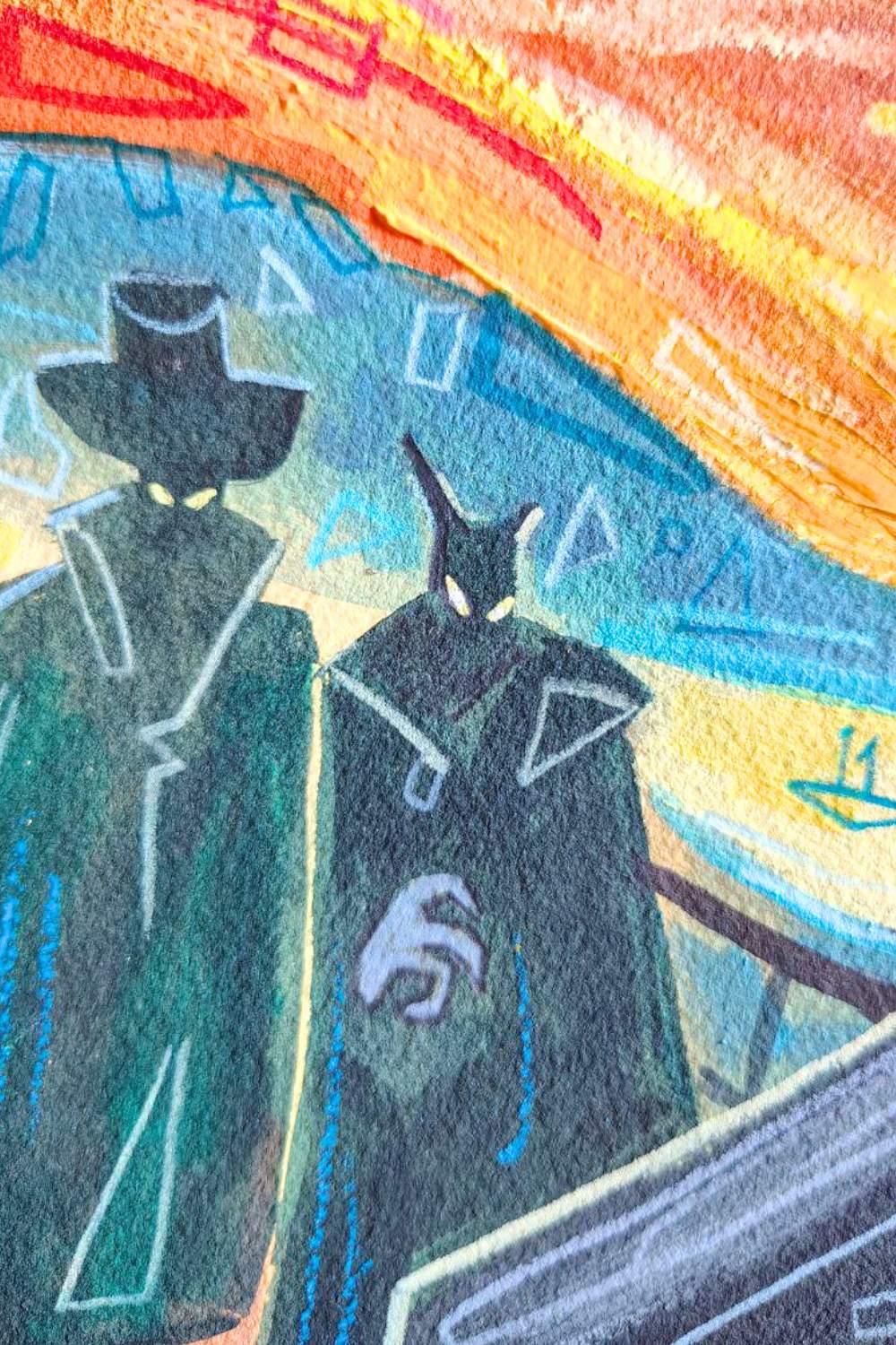 "L'urlo - After Munch" Dipinto originale su carta 31x41cm