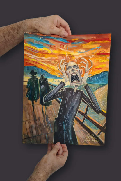"L'urlo - After Munch" Dipinto originale su carta 31x41cm