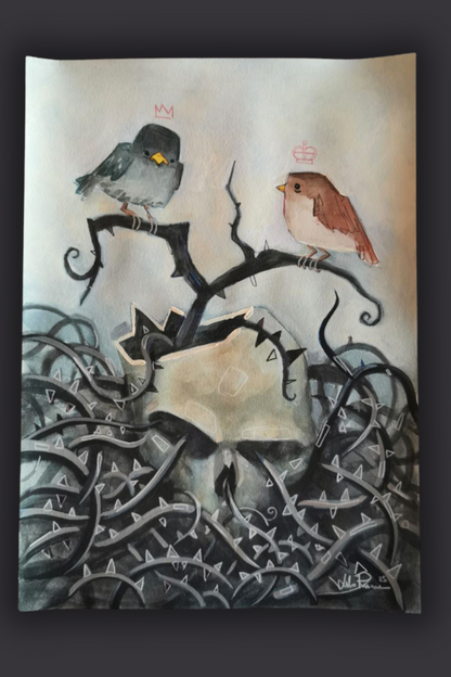 "False Knees" Dipinto originale su carta 31x41cm