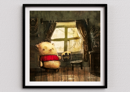 "Pooh" - Poster autografato 25x25cm