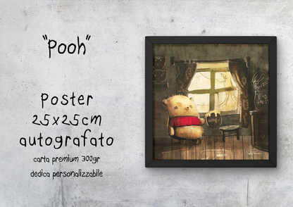 "Pooh" - Poster autografato 25x25cm